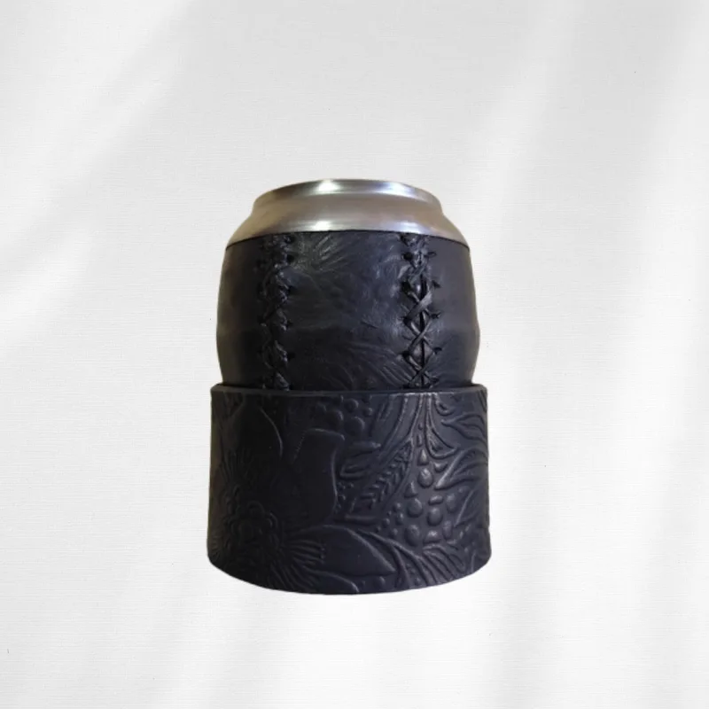 Mate Torpedo con Base de Cuero Repujado